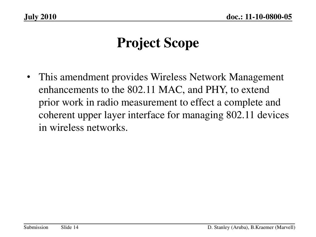 November 2008 doc.: IEEE /1437r1. July Project Scope.