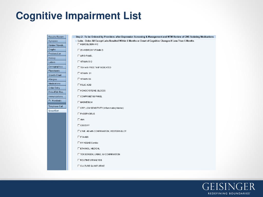 Screening And Evaluation For Age Related Cognitive Concerns Ppt Download   Cognitive Impairment List 