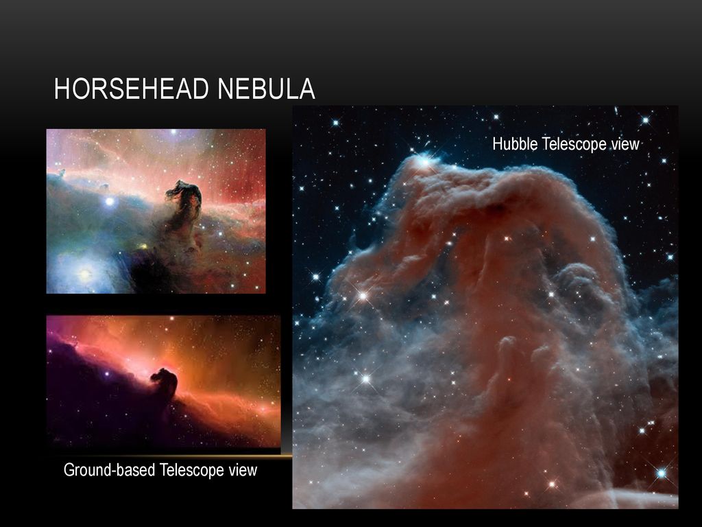 Horsehead nebula Hubble Telescope view Ground-based Telescope view