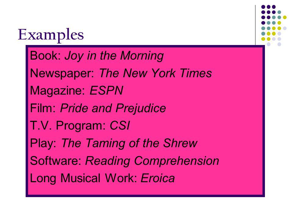 Examples Book: Joy in the Morning Newspaper: The New York Times