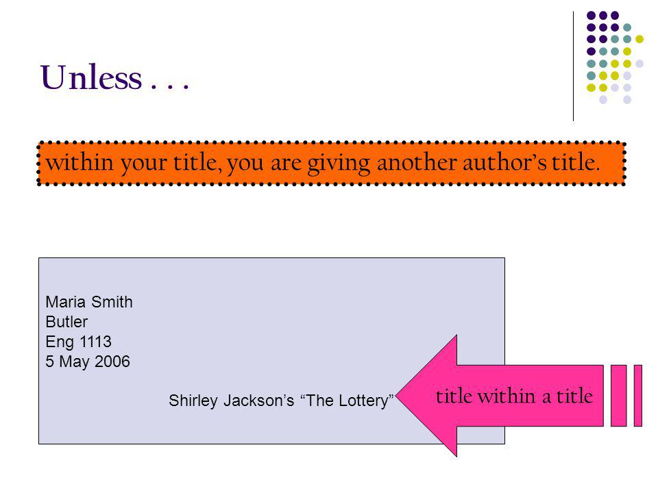 Unless within your title, you are giving another author’s title.