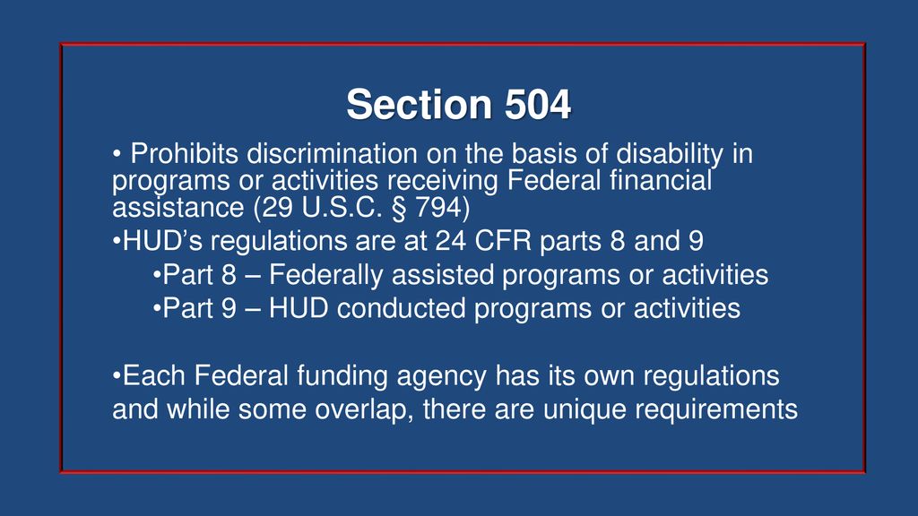Section 504 of the rehabilitation act of ppt download