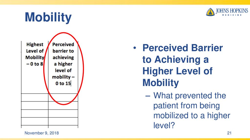 Mobility Perceived Barrier to Achieving a Higher Level of Mobility