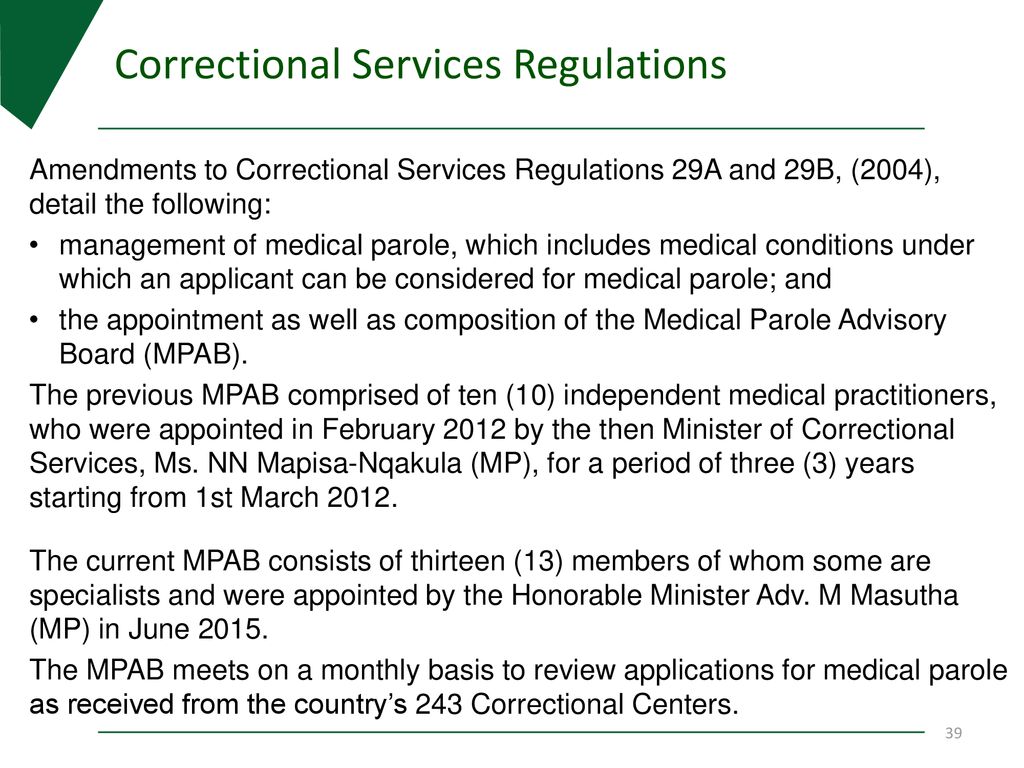 CORRECTIONAL SUPERVISION AND PAROLE PRESENTATION TO PORTFOLIO COMMITTEE correctional-supervision-and-parole-presentation-to-portfolio-committee