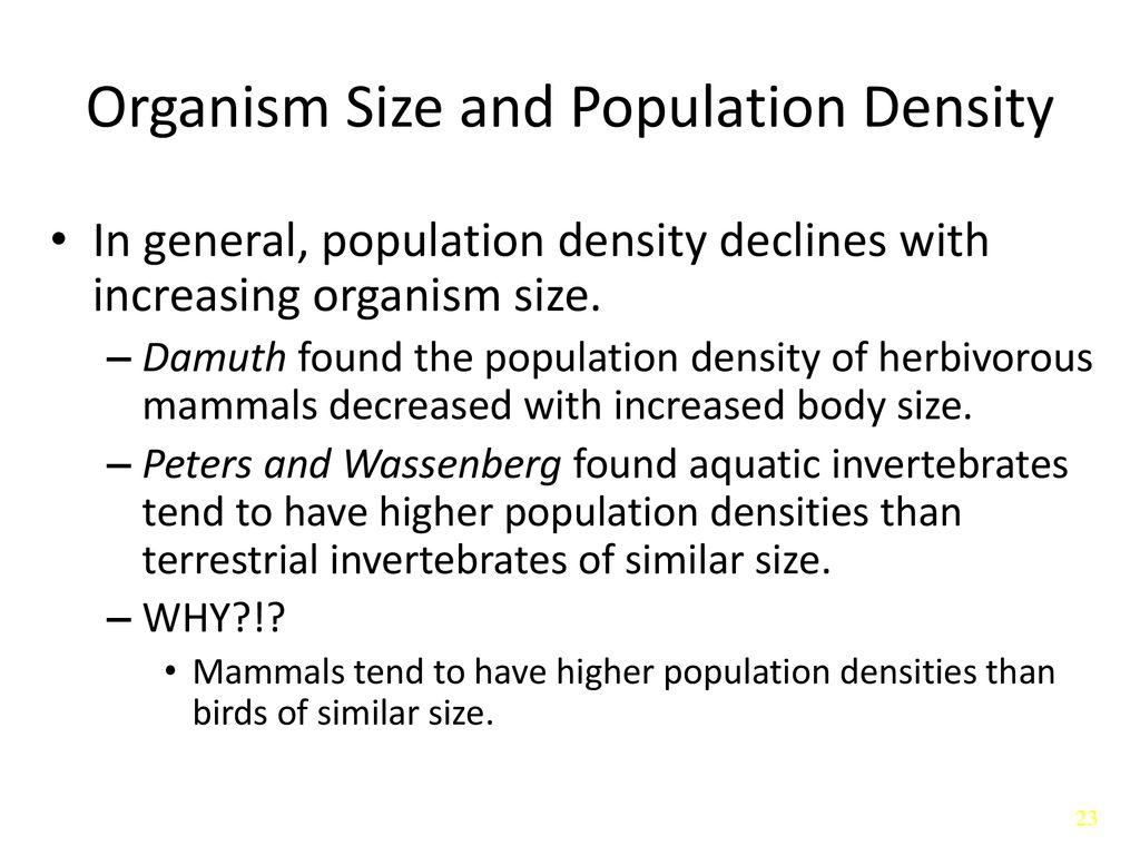 Organism Size and Population Density