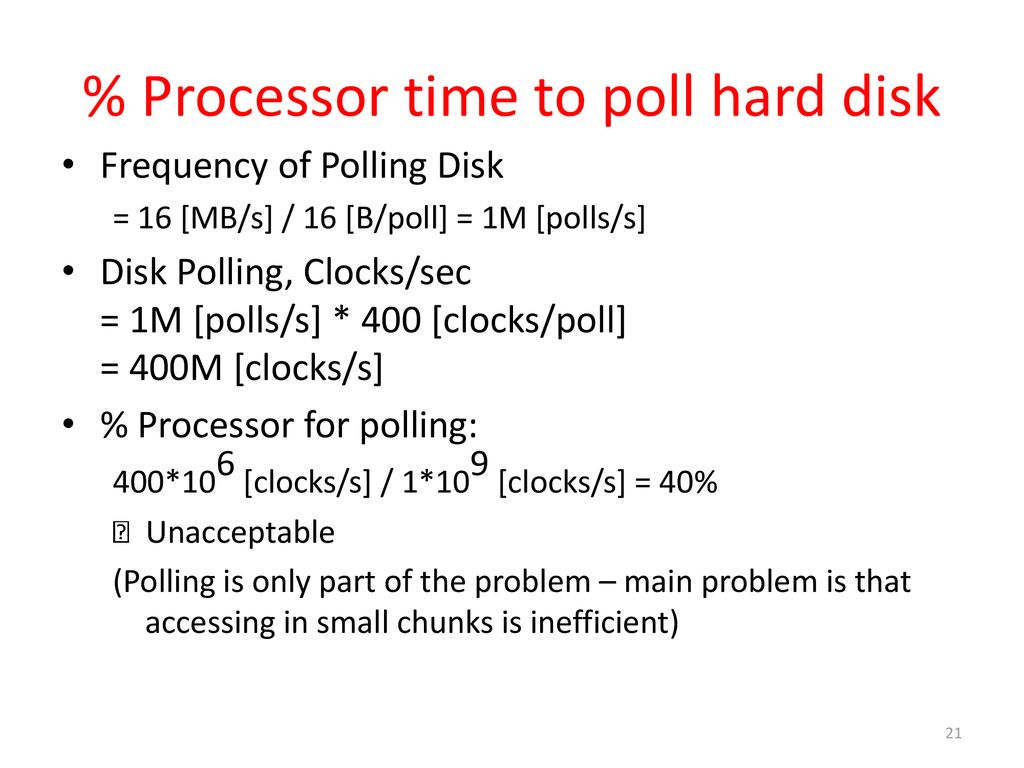 % Processor time to poll hard disk