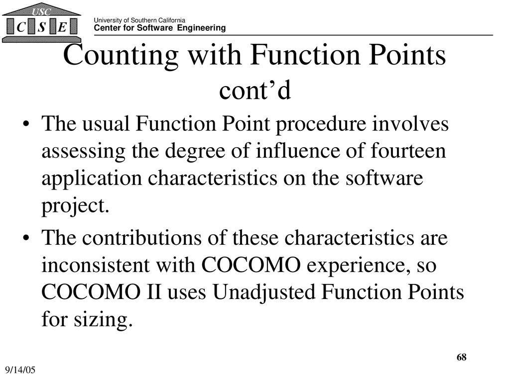 Counting with Function Points cont’d