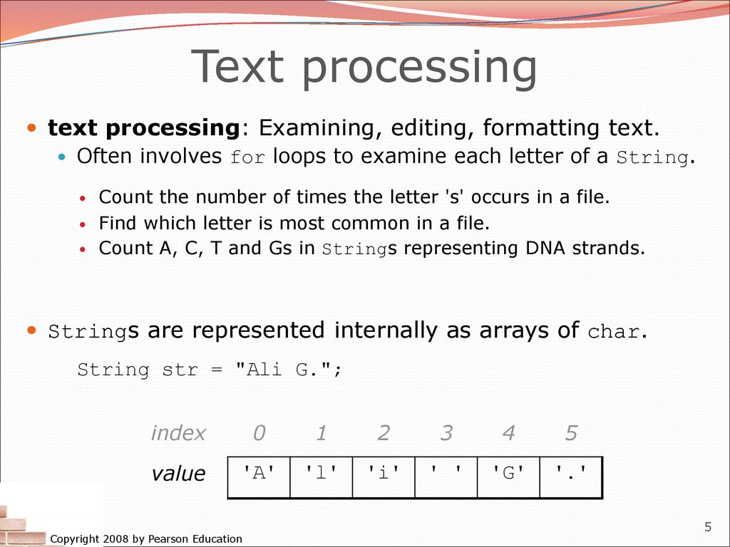 Array traversals, text processing - ppt download