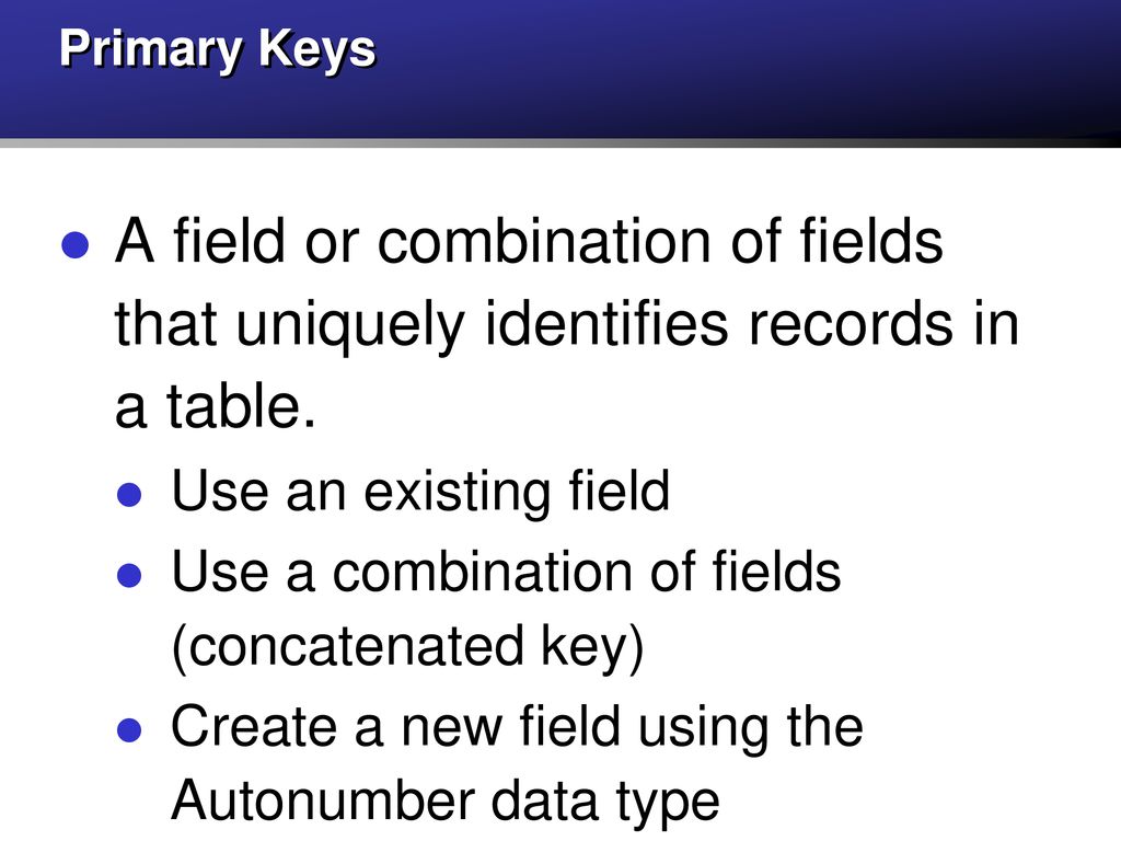 Design and create tables to store data chapter 2 ppt download