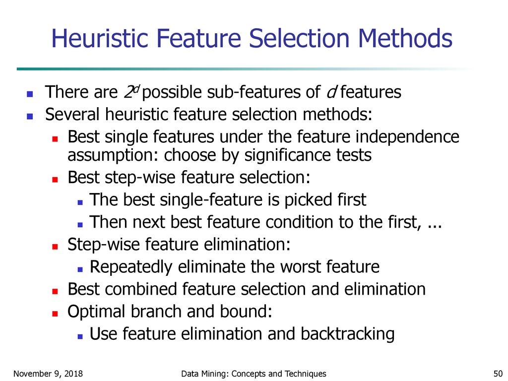 Heuristic Feature Selection Methods