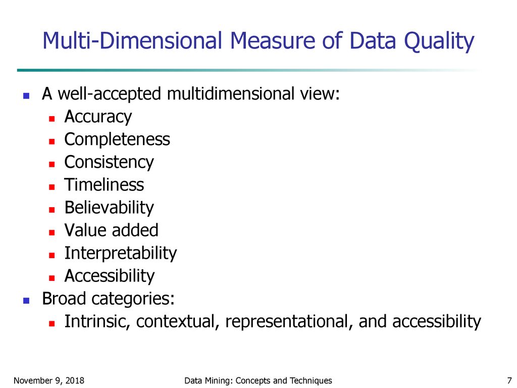 Multi-Dimensional Measure of Data Quality