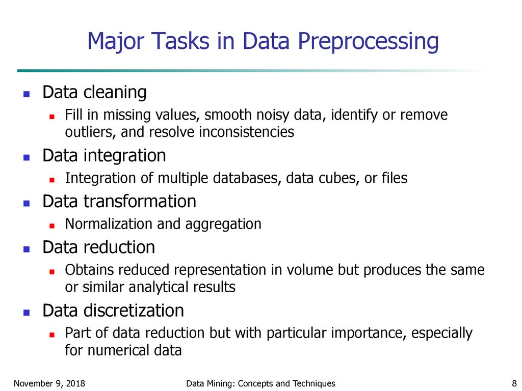 Major Tasks in Data Preprocessing