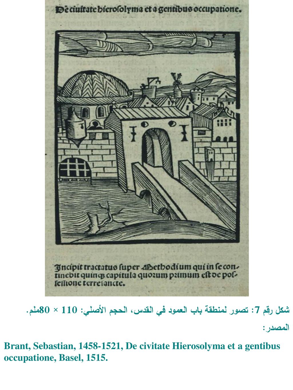شكل رقم 7: تصور لمنطقة باب العمود في القدس، الحجم الأصلي: 110 × 80ملم.