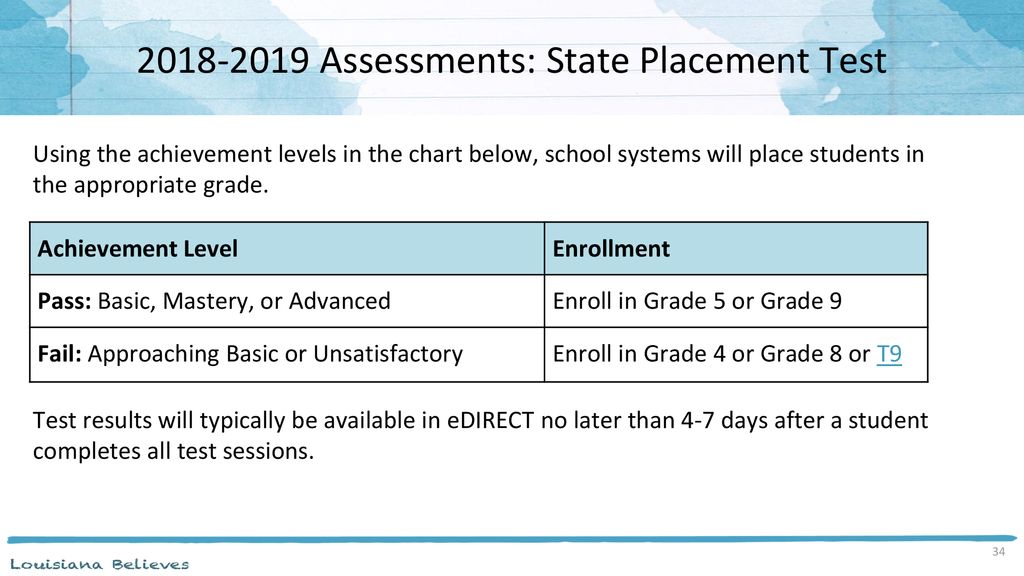 Grade Level Placement Chart 2018 2019