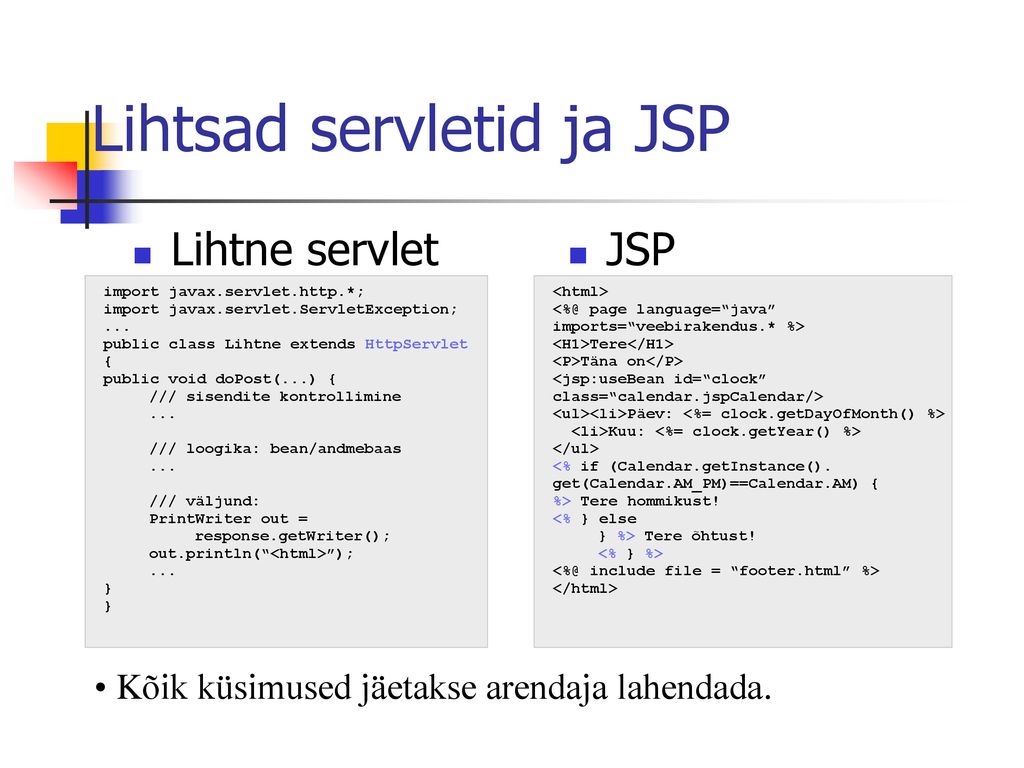 Java veebitehnoloogiad ppt download