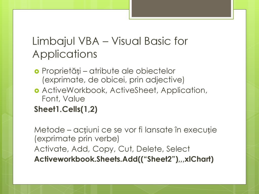 Algoritmi Structuri De Control Limbajul Vba Ppt Download