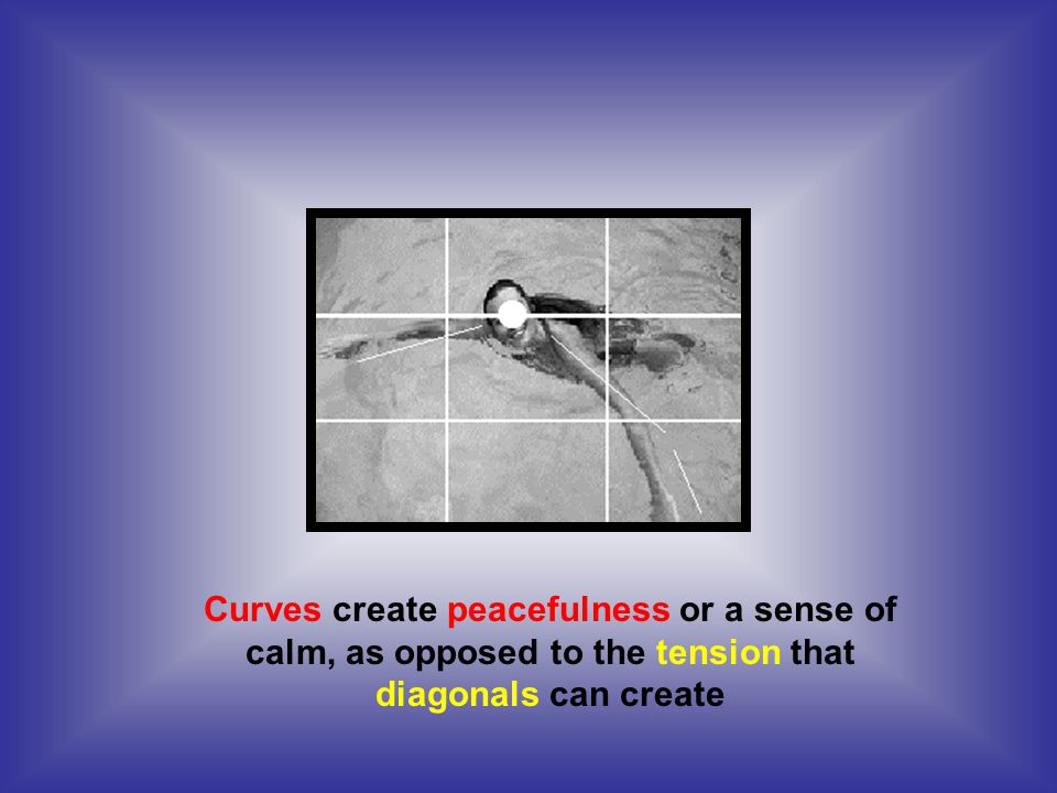 Curves create peacefulness or a sense of calm, as opposed to the tension that diagonals can create