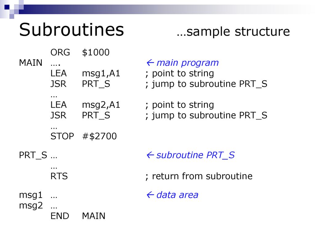 Subroutines … a 1st look procedures and functions in high level ...