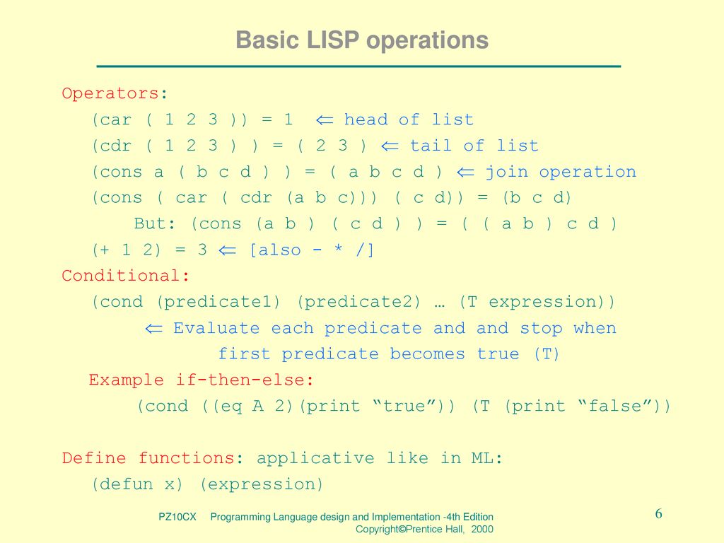 PZ10CX - LISP Programming Language Design and Implementation (4th ...