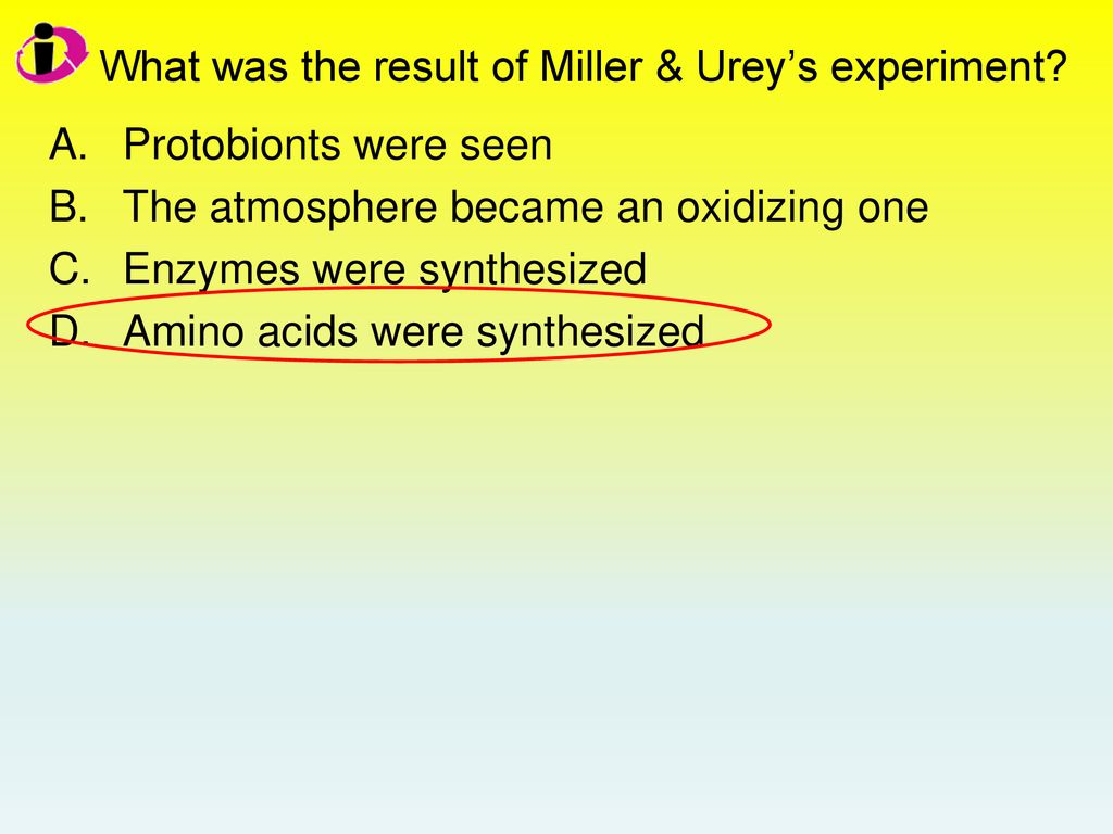 What was the result of Miller & Urey’s experiment