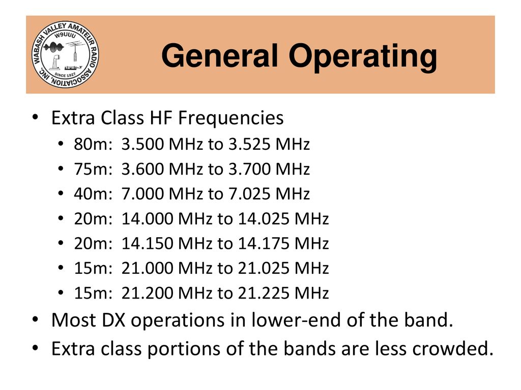 extra class amateur frequencies