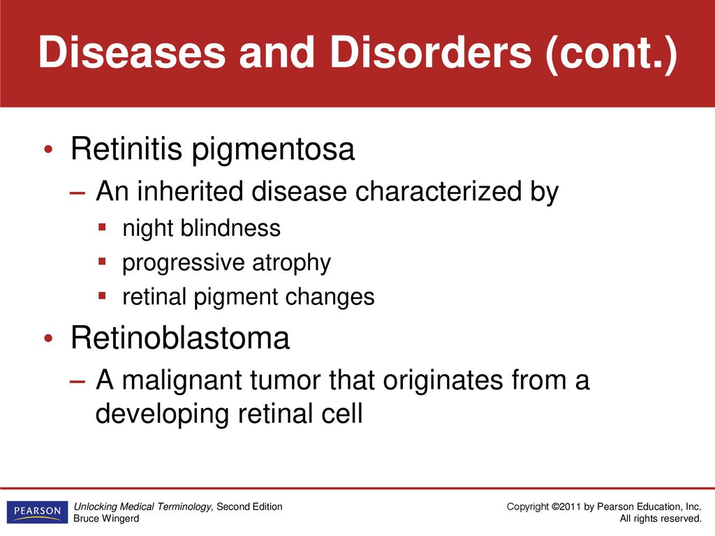 Diseases and Disorders (cont.)