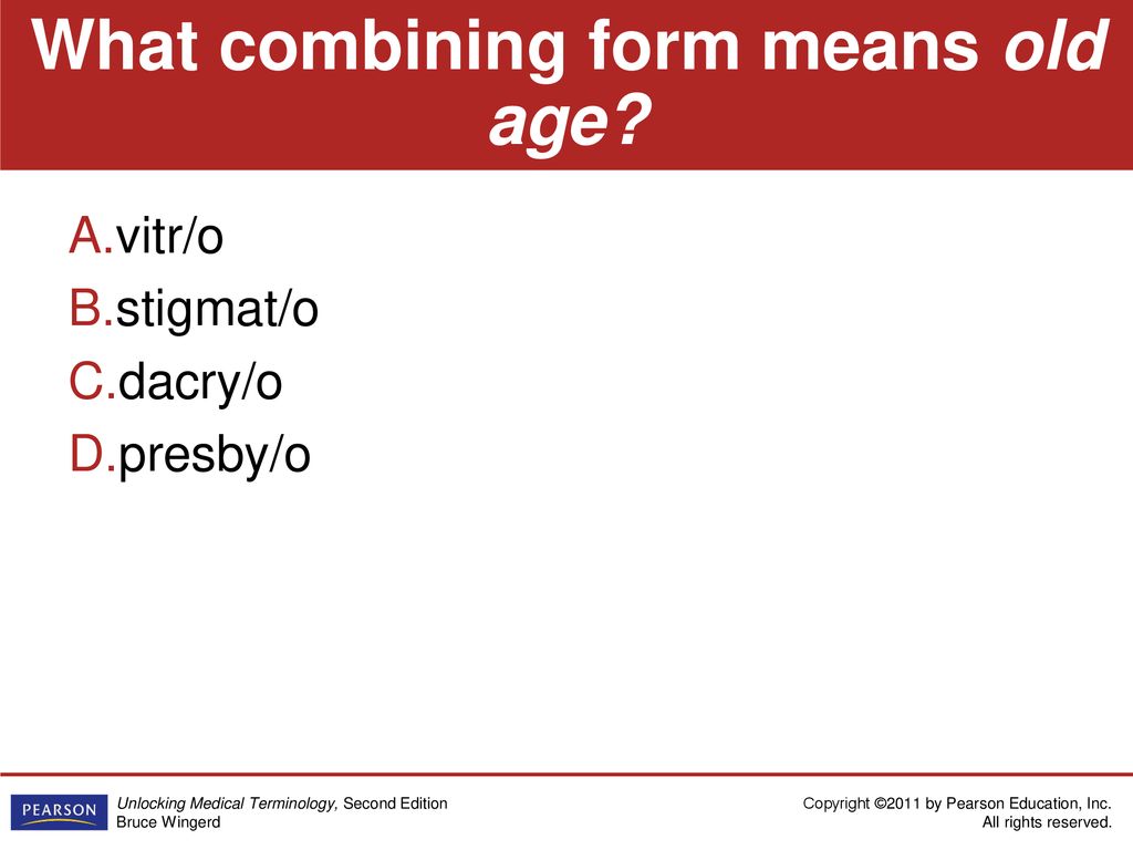 What combining form means old age