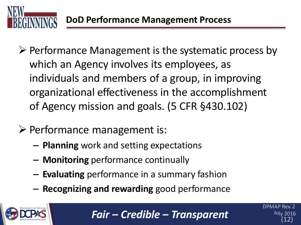 Introduction to the dod performance management and appraisal program