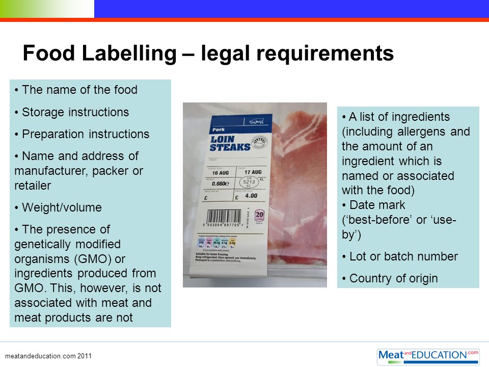 Food Labelling – legal requirements