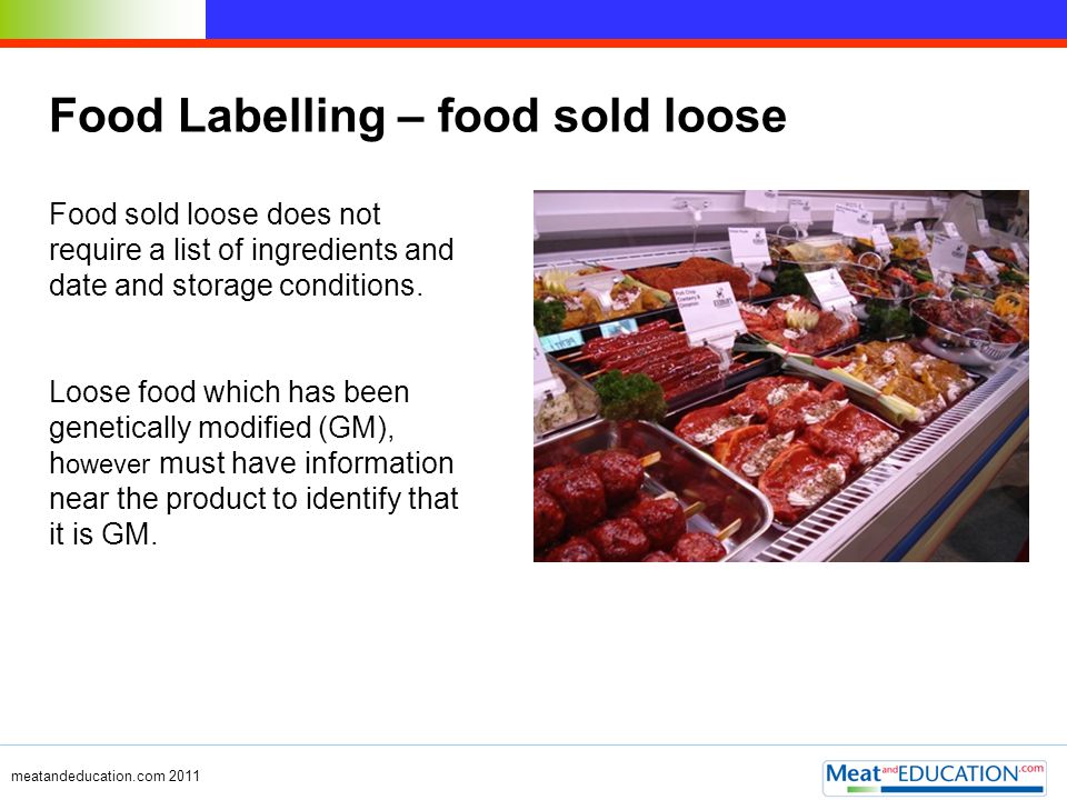 Food Labelling – food sold loose