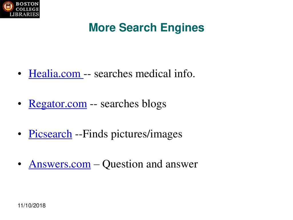 Healia.com -- searches medical info. Regator.com -- searches blogs
