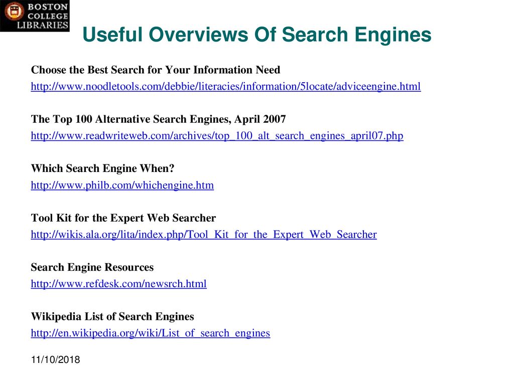 Useful Overviews Of Search Engines