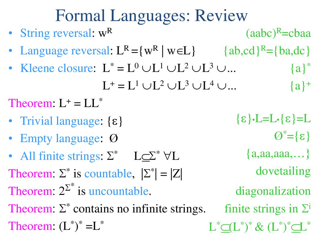 Formal Languages Review Ppt Download