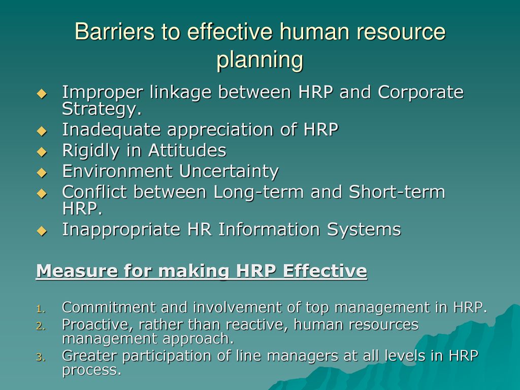 what are the different barriers to human resource planning