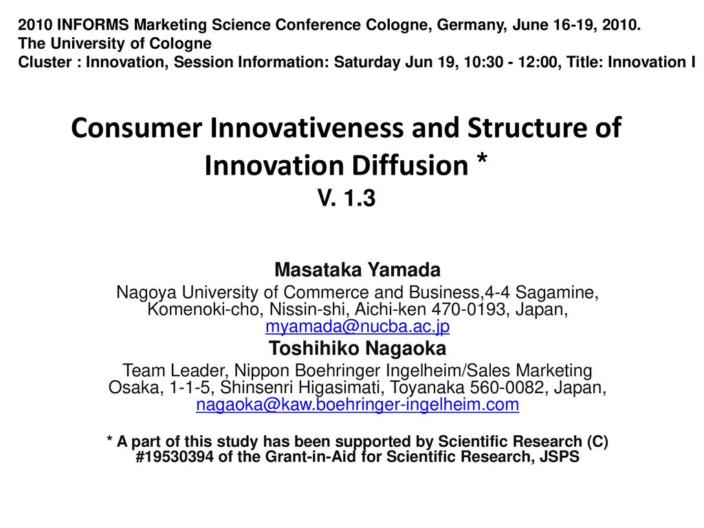 Consumer Innovativeness and Structure of Innovation Diffusion * V ppt