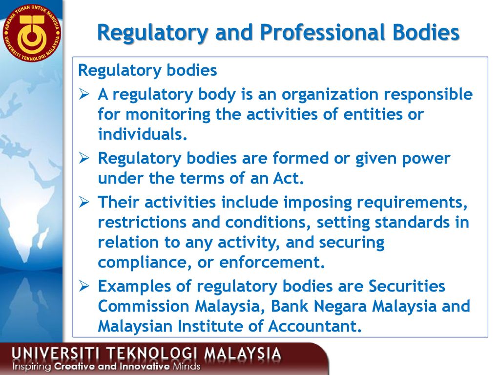 major regulatory bodies in accounting
