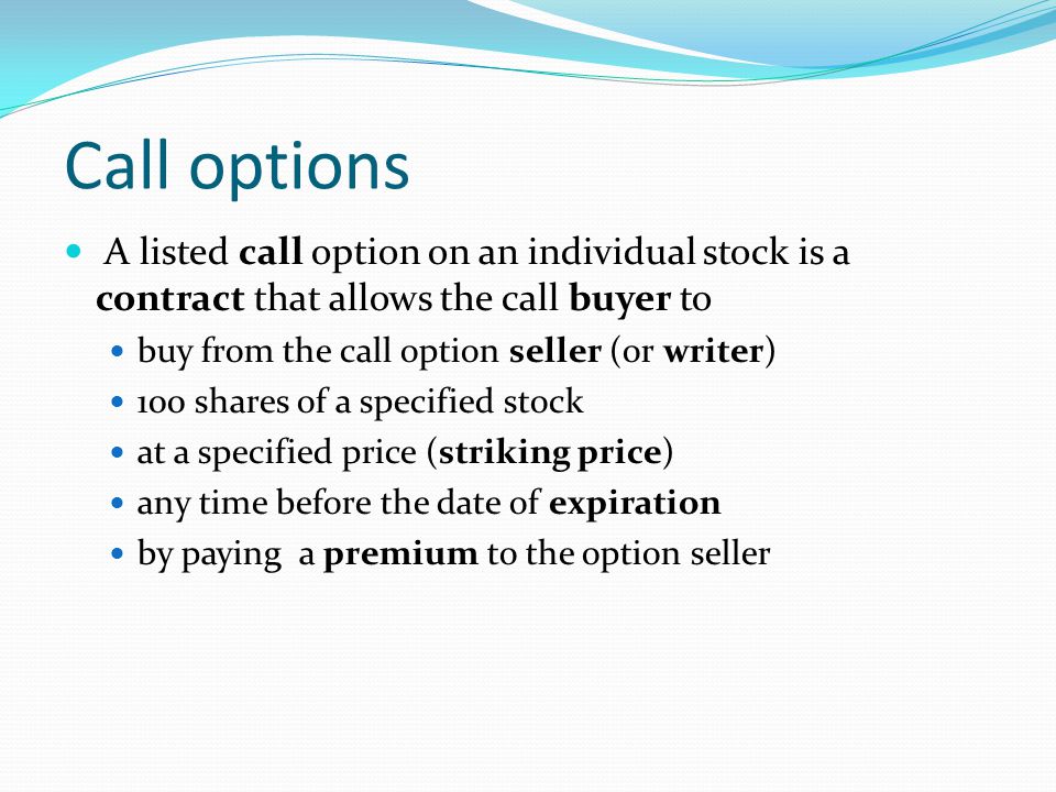 A Primer on Call and Put Options - ppt video online download
