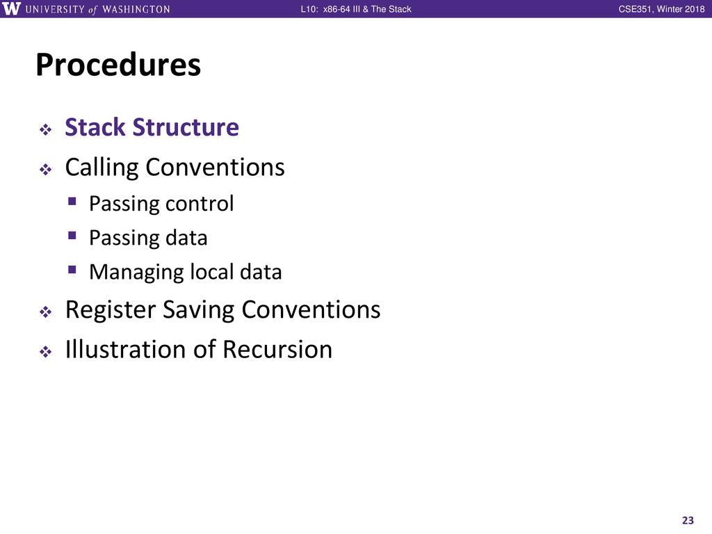 x86-64 Programming III & The Stack CSE 351 Winter ppt download