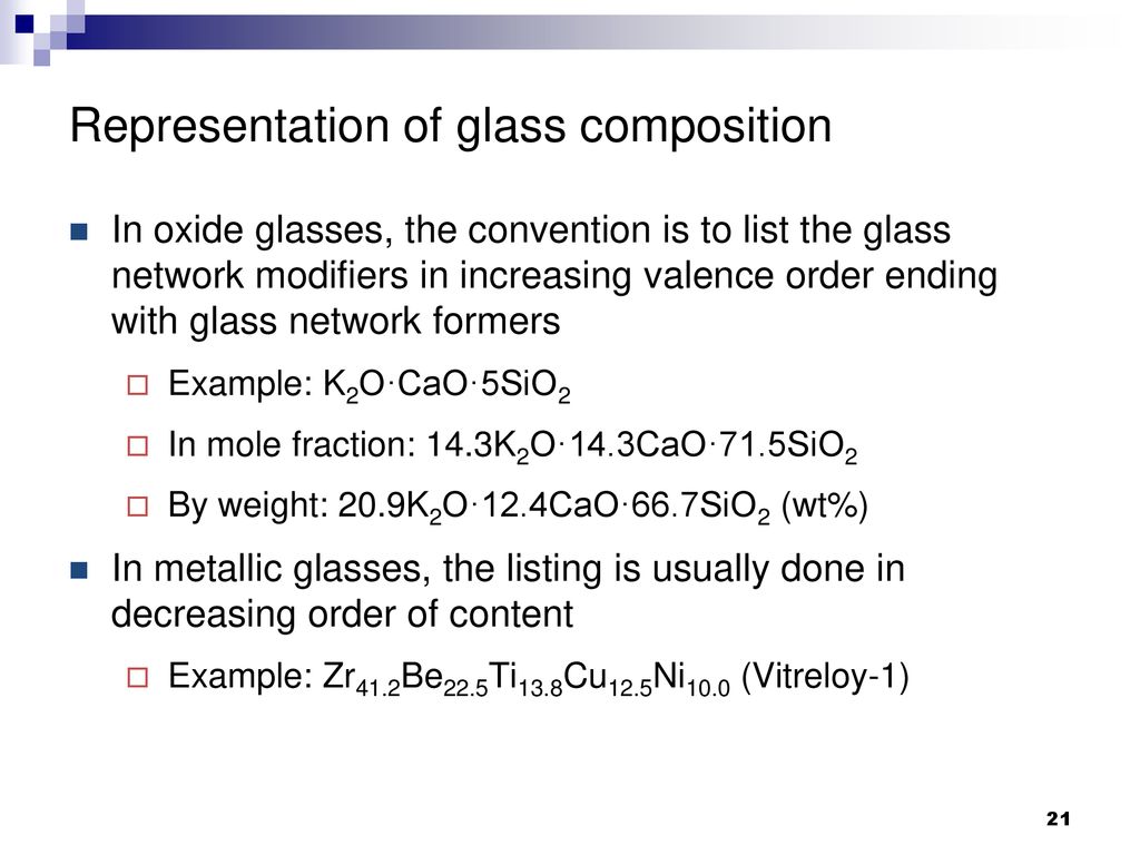 Representation of glass composition