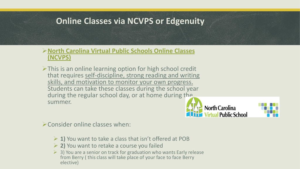 Online Classes via NCVPS or Edgenuity - ppt download