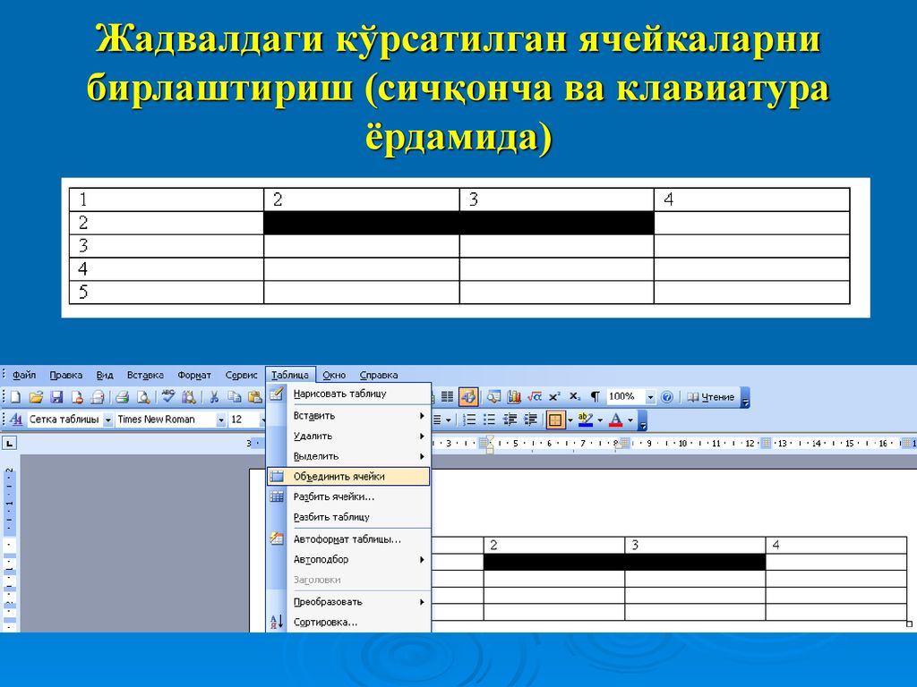 Содержание в виде таблицы в ворде