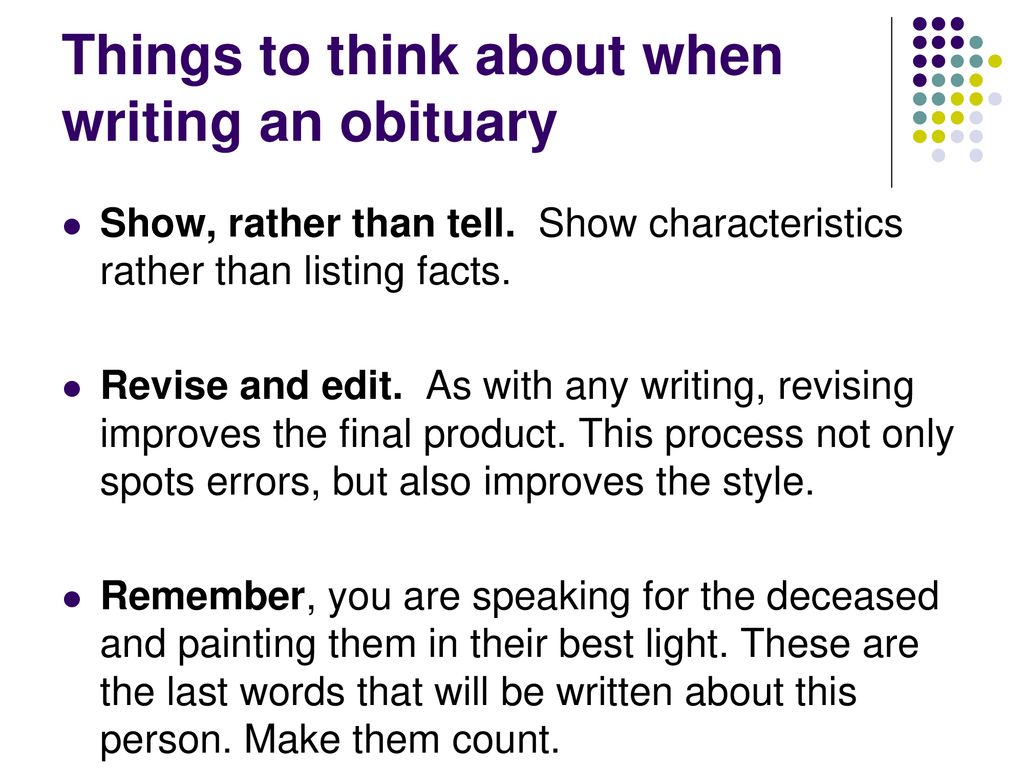 Writing an Obituary. - ppt download