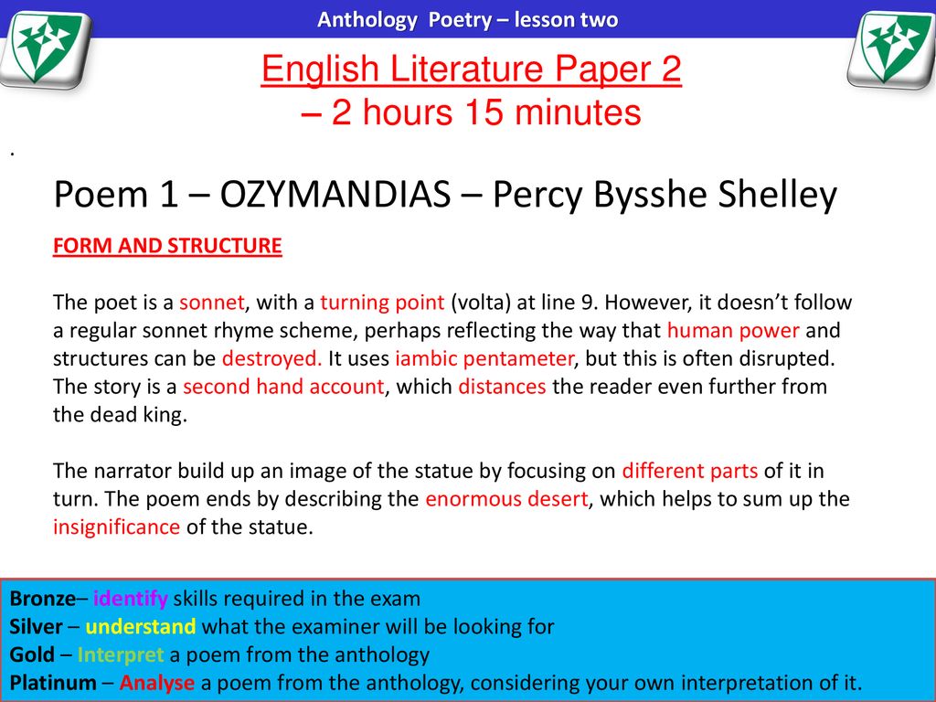 English Literature Paper 2 – 2 hours 15 minutes