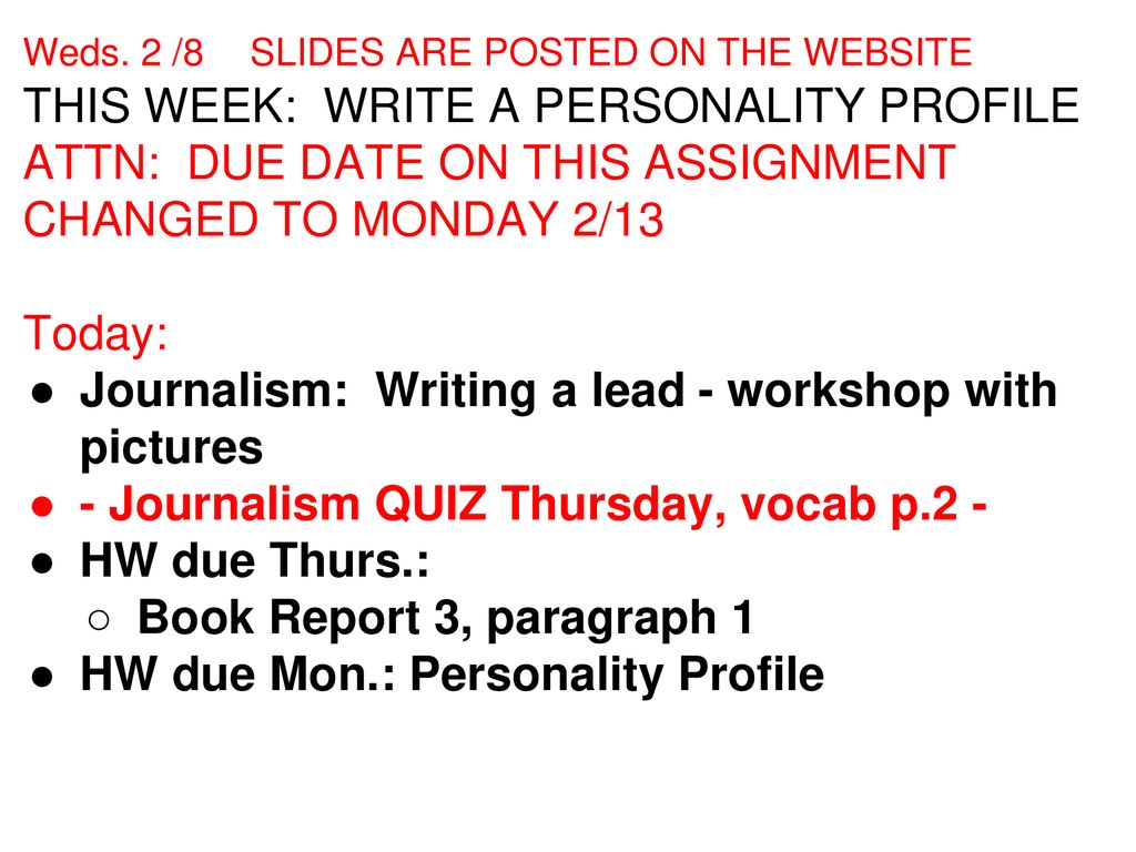 THIS WEEK WRITE A PERSONALITY PROFILE Ppt Download this-week-write-a-personality-profile-ppt-download