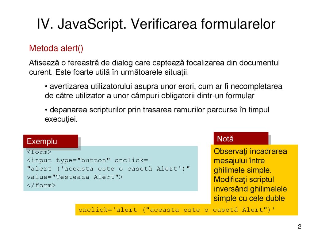 IV. JavaScript. Verificarea formularelor - ppt download