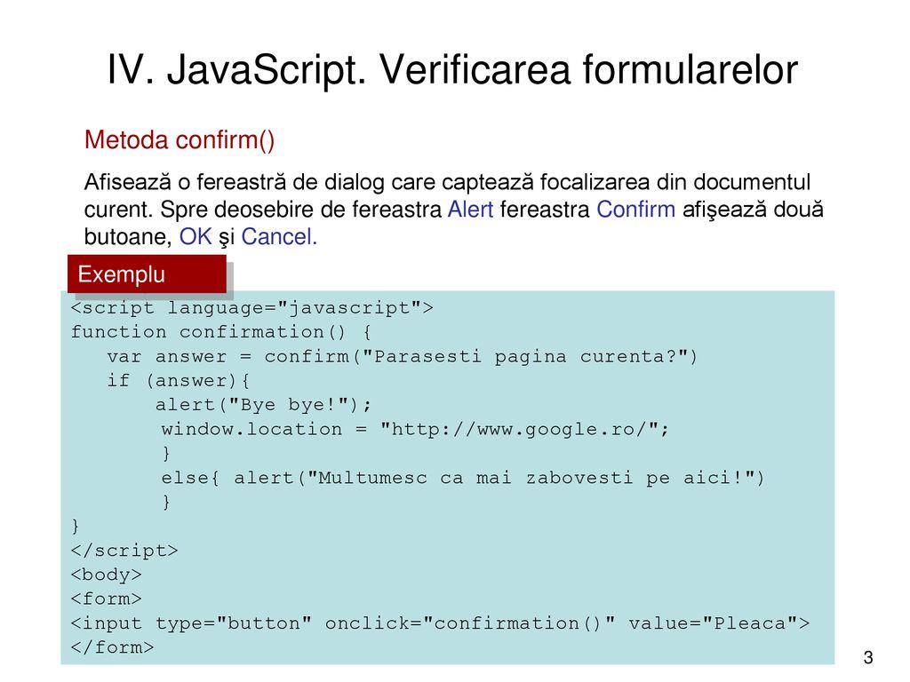 IV. JavaScript. Verificarea formularelor - ppt download