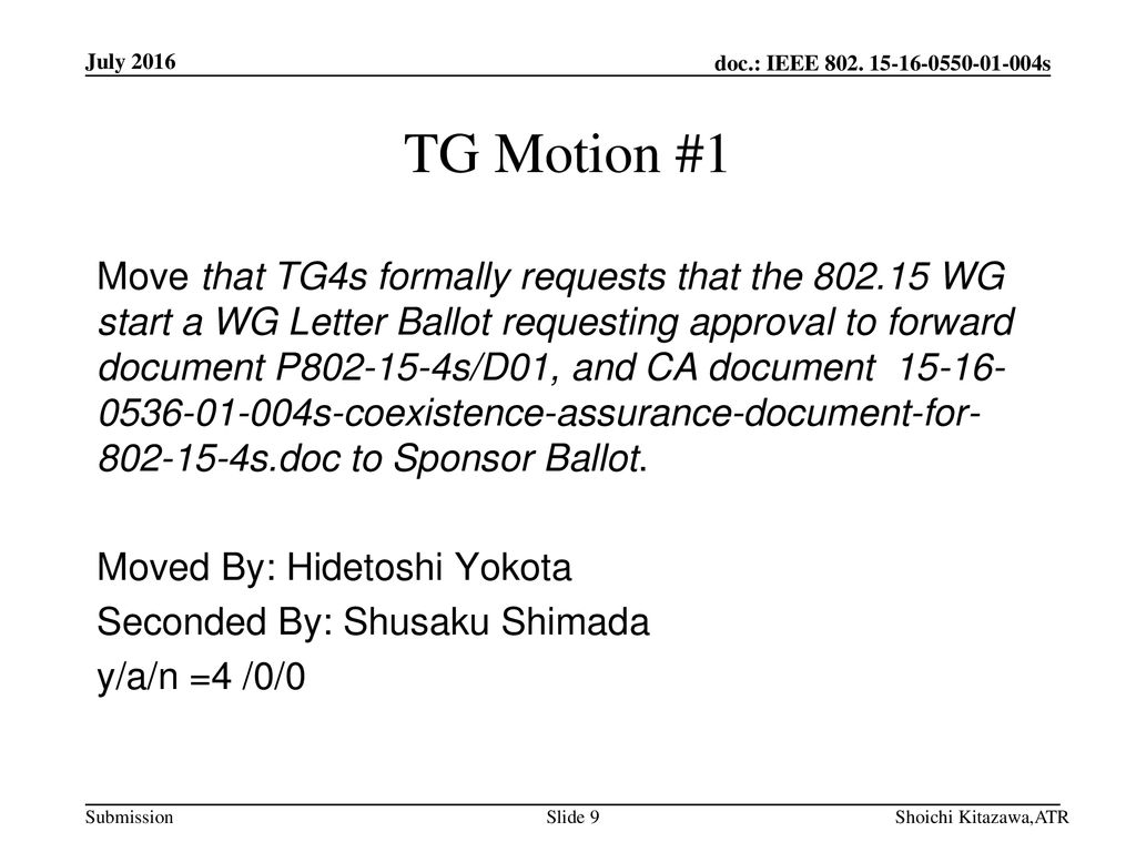 July 2016 TG Motion #1.