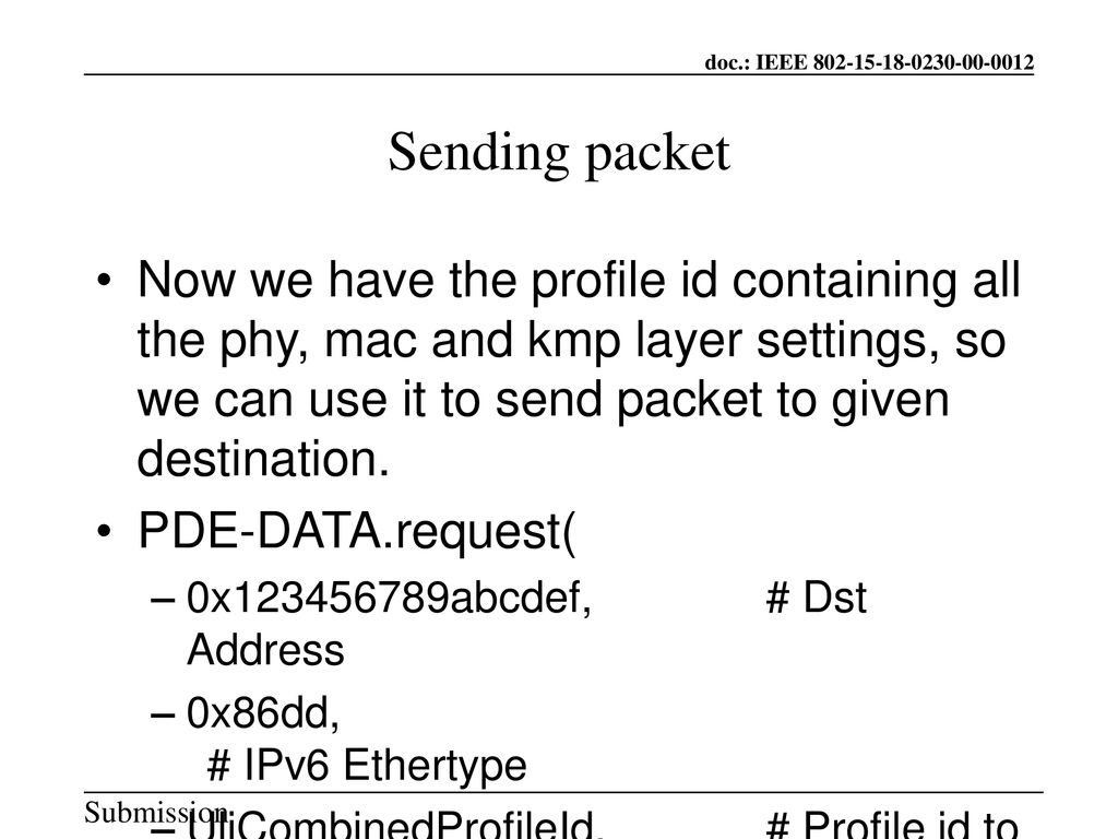 Sending packet