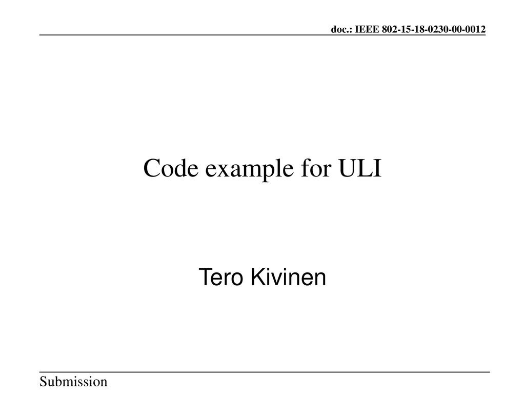 Code example for ULI Tero Kivinen