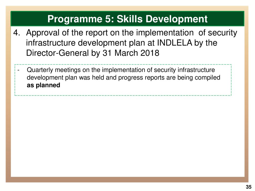 Programme 5: Skills Development